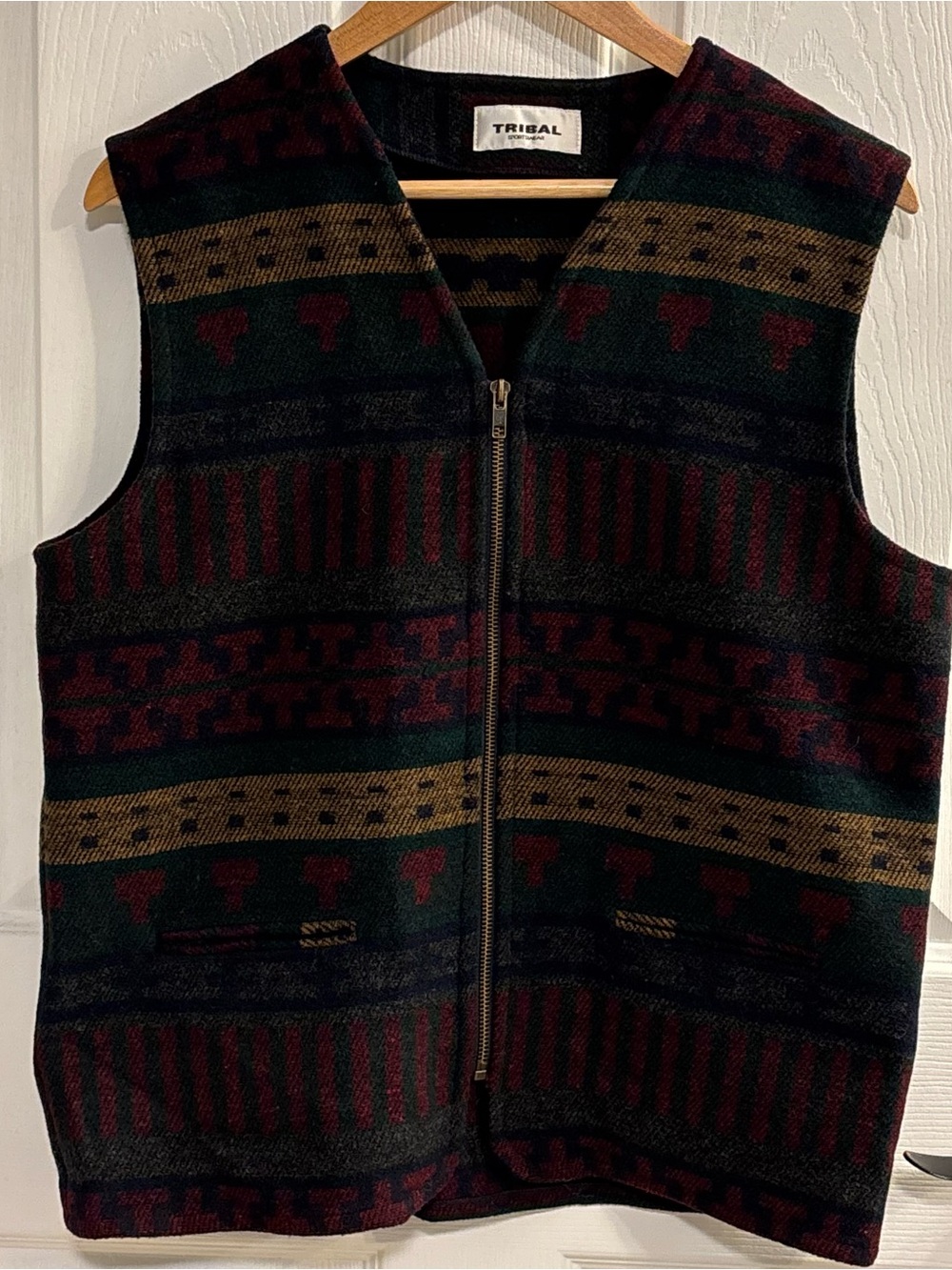 Vintage Tribal Sportswear Aztec Southwest Wool Blend Zip Vest Men’s S Women’s L